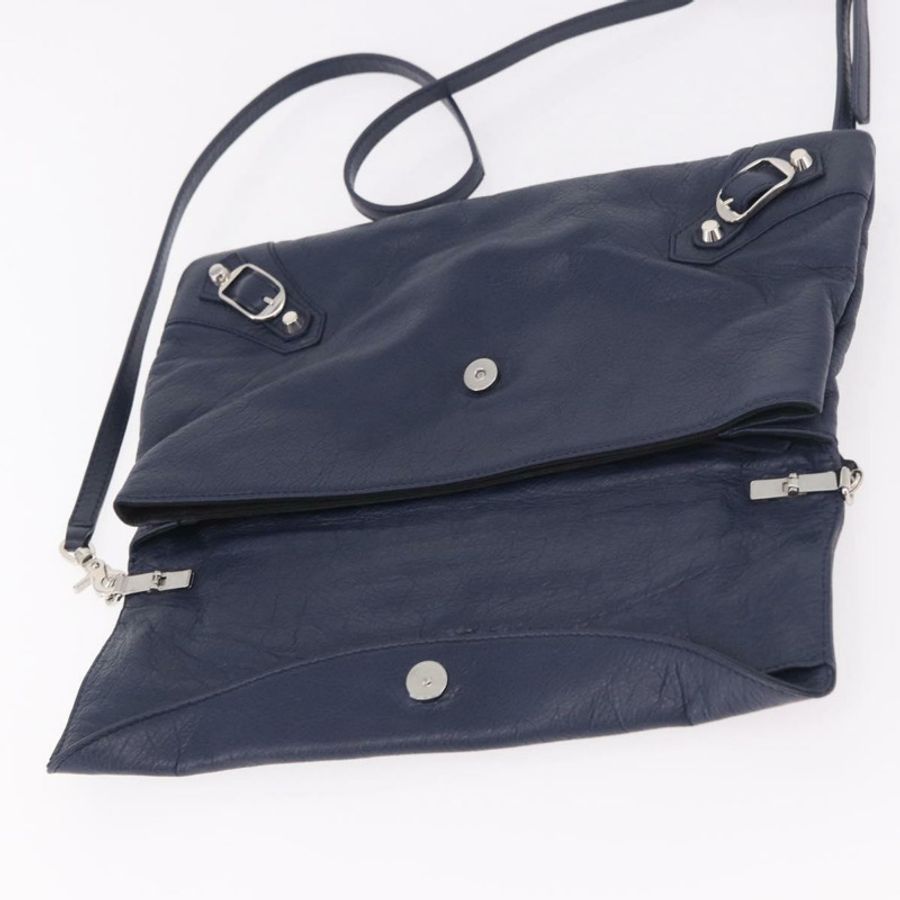 【日本直送】BALENCIAGA 經典信封式單肩包,皮革材質,海軍藍/銀色,貨號 319376,正品編號 189069V-18