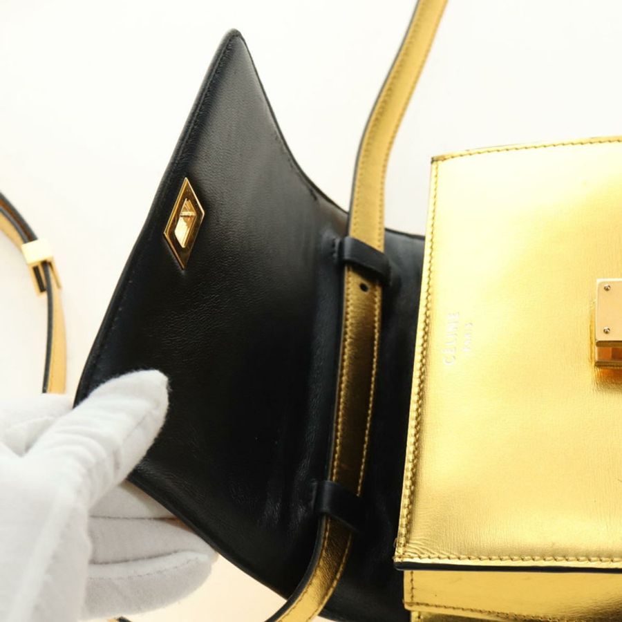 【日本直送】CELINE 金色皮革肩背包,正品編號 189106M-19