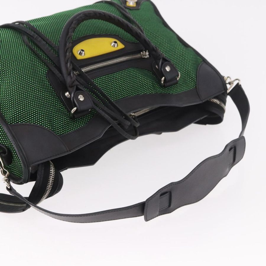 【日本直送】BALENCIAGA The City 手袋 帆布 2way 綠銀 115748 正品 189103M-7