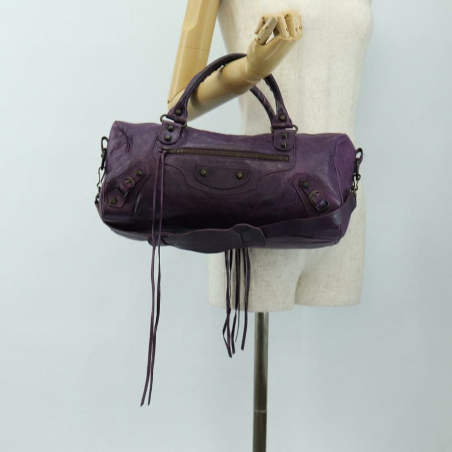 【日本直送】BALENCIAGA Zazigi 手提包 皮革 兩用 紫色 128523 正品 189102M-29