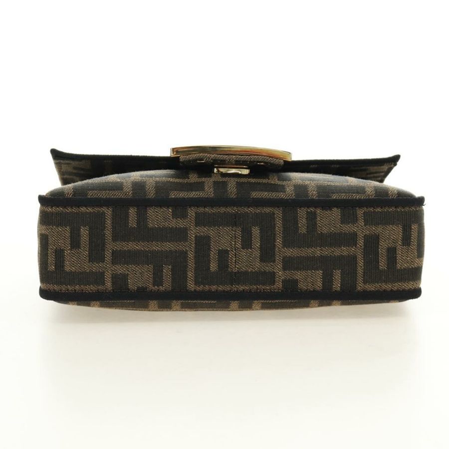 【日本直送】FENDI 鏈條 Zucca 帆布 Mamma Baguette 手袋 2way Brown Black Auth 189061SV-4