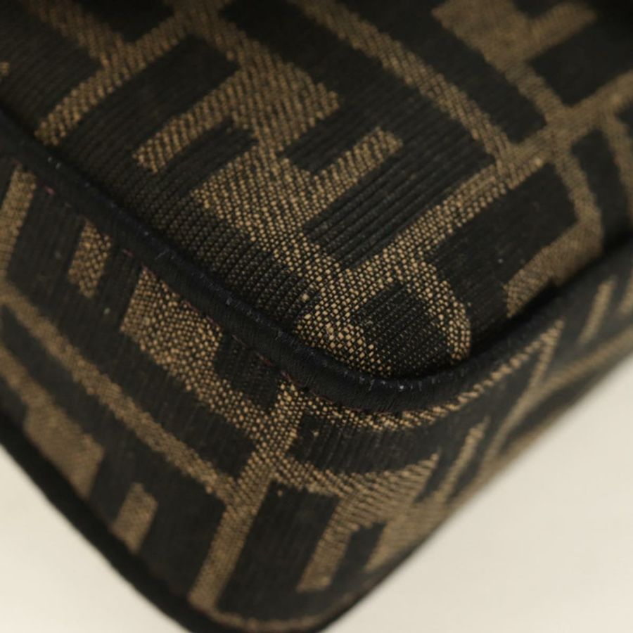 【日本直送】FENDI 鏈條 Zucca 帆布 Mamma Baguette 手袋 2way Brown Black Auth 189061SV-15
