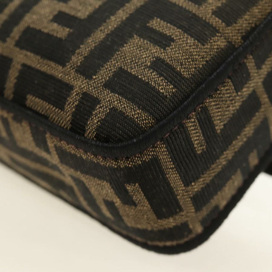 【日本直送】FENDI 鏈條 Zucca 帆布 Mamma Baguette 手袋 2way Brown Black Auth 189061SV-18