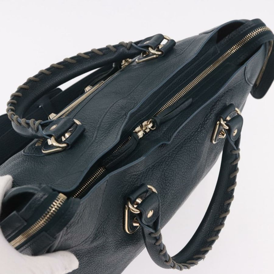 【日本直送】BALENCIAGA 經典金屬邊飾城市皮革雙肩包 綠色 115748 正品 189070SM-5