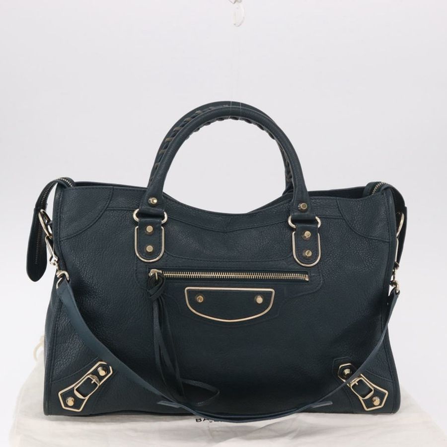 【日本直送】BALENCIAGA 經典金屬邊飾城市皮革雙肩包 綠色 115748 正品 189070SM-11