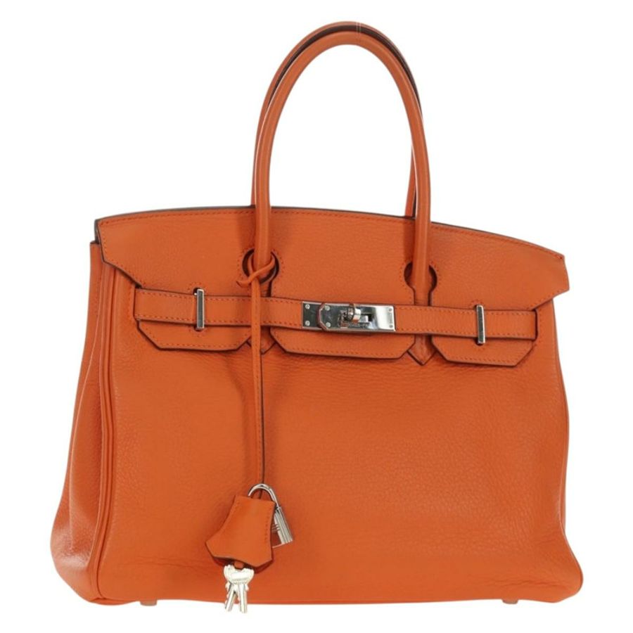 【日本直送】愛馬仕 Birkin 30 手提包 Taurillon Clemence 皮革 橙色 銀色 正品 188988SM-0