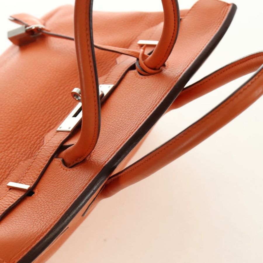 【日本直送】愛馬仕 Birkin 30 手提包 Taurillon Clemence 皮革 橙色 銀色 正品 188988SM-5
