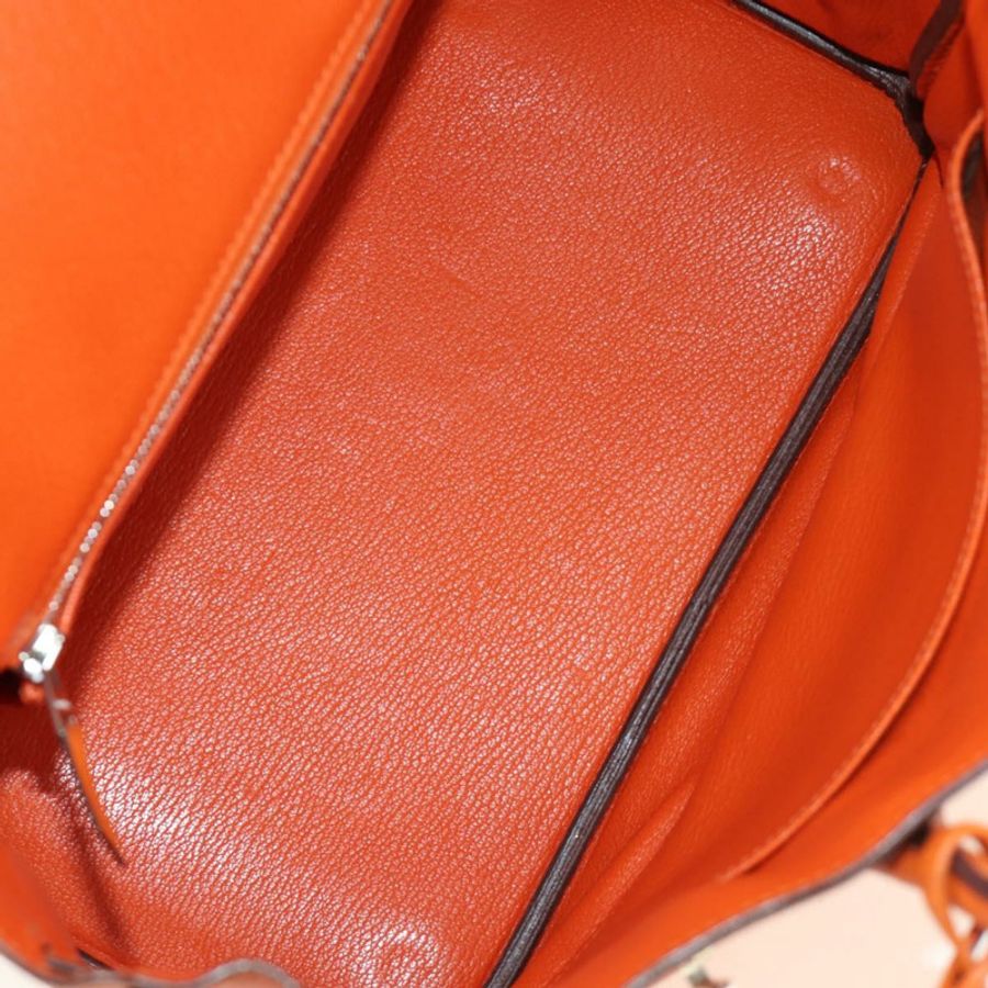 【日本直送】愛馬仕 Birkin 30 手提包 Taurillon Clemence 皮革 橙色 銀色 正品 188988SM-8