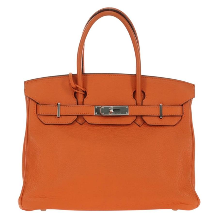 【日本直送】愛馬仕 Birkin 30 手提包 Taurillon Clemence 皮革 橙色 銀色 正品 188988SM-12