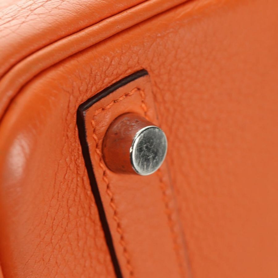 【日本直送】愛馬仕 Birkin 30 手提包 Taurillon Clemence 皮革 橙色 銀色 正品 188988SM-19