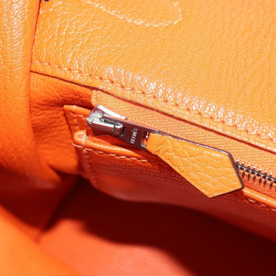 【日本直送】愛馬仕 Birkin 30 手提包 Taurillon Clemence 皮革 橙色 銀色 正品 188988SM-28