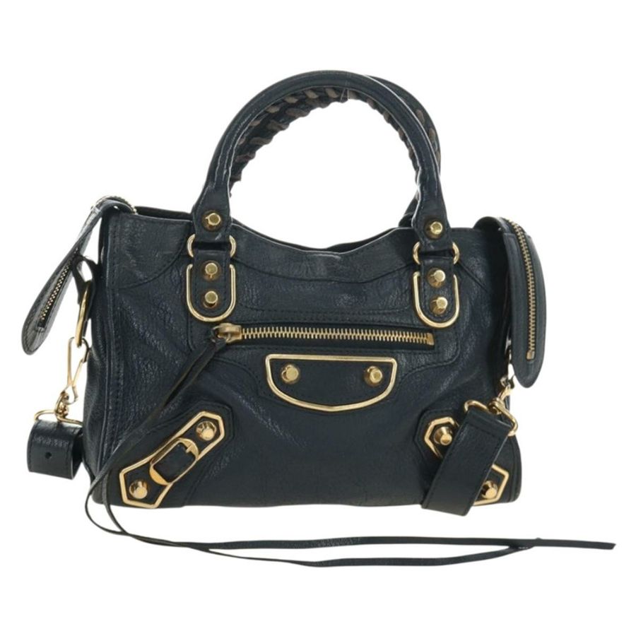 【日本直送】BALENCIAGA 經典金屬邊迷你都會包 皮革 兩用 海軍藍 正品 189129M-0