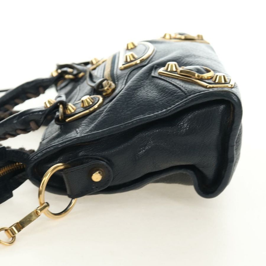 【日本直送】BALENCIAGA 經典金屬邊迷你都會包 皮革 兩用 海軍藍 正品 189129M-2
