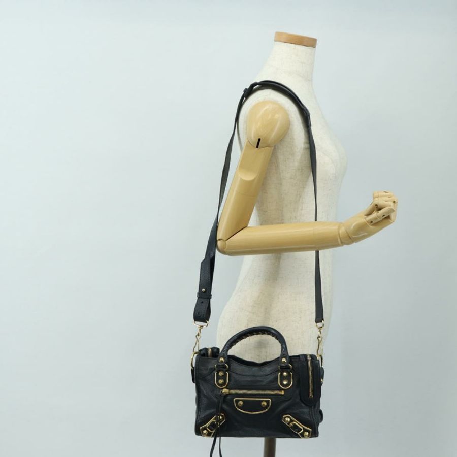 【日本直送】BALENCIAGA 經典金屬邊迷你都會包 皮革 兩用 海軍藍 正品 189129M-26