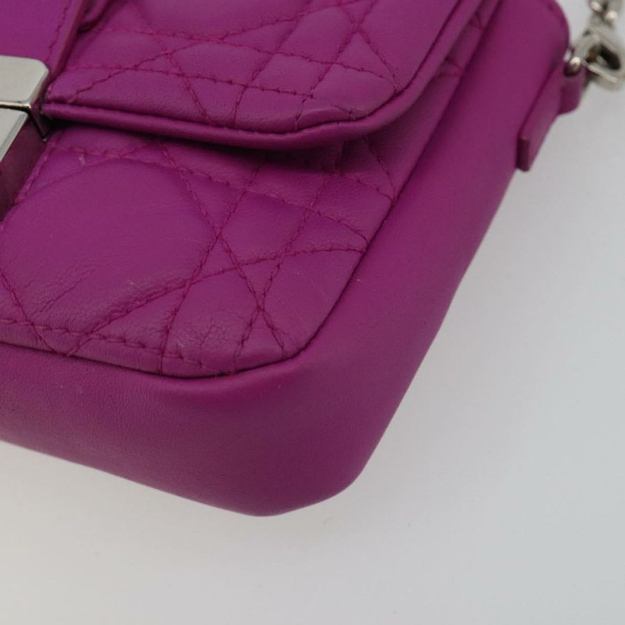 【日本直送】Christian Dior 鏈藤格紋單肩包 羊皮 紫色 正品 189118A-8