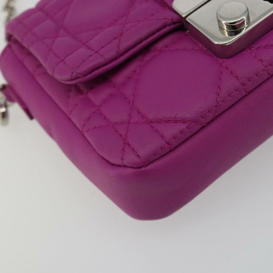 【日本直送】Christian Dior 鏈藤格紋單肩包 羊皮 紫色 正品 189118A-13