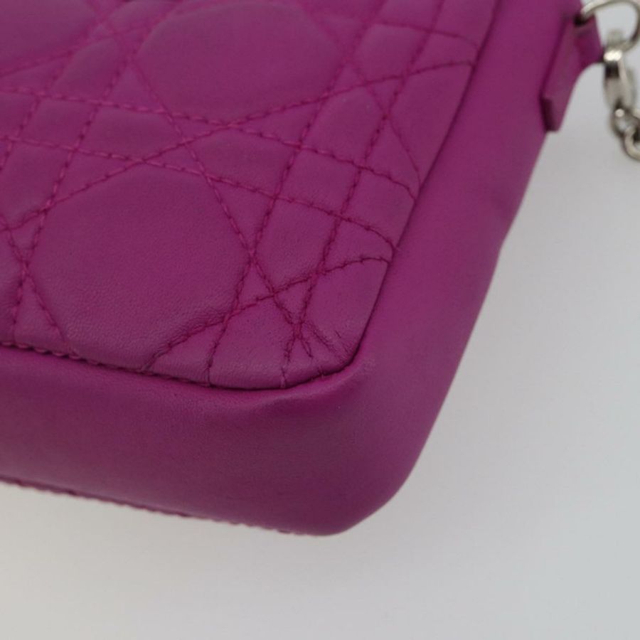 【日本直送】Christian Dior 鏈藤格紋單肩包 羊皮 紫色 正品 189118A-14