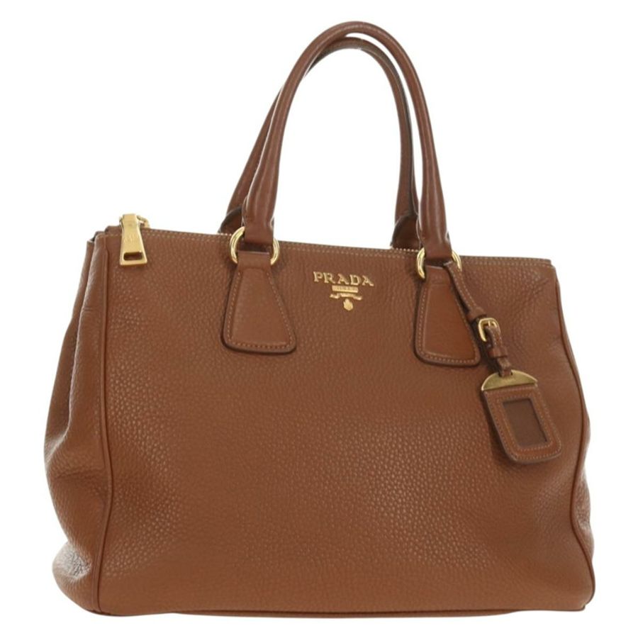 【日本直送】PRADA 手提包 Vittero Dino 皮革 棕色 金色 正品 189305V-0