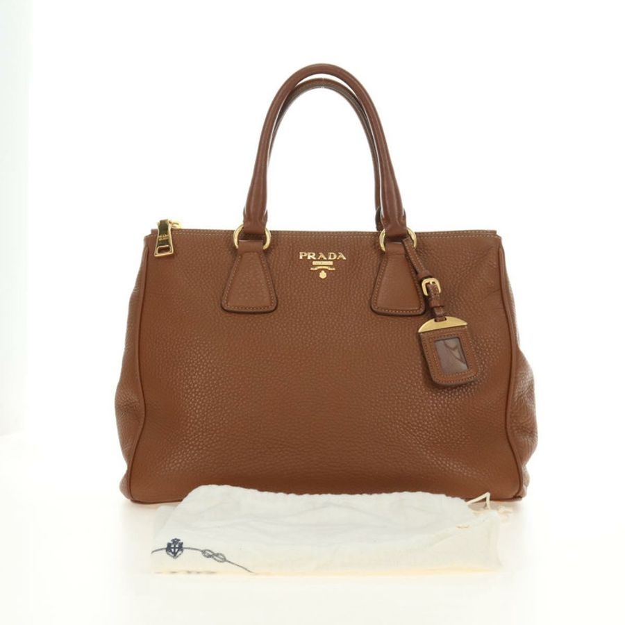 【日本直送】PRADA 手提包 Vittero Dino 皮革 棕色 金色 正品 189305V-11