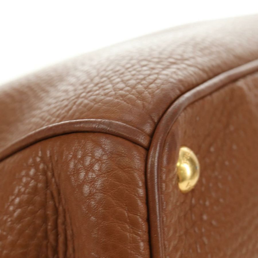 【日本直送】PRADA 手提包 Vittero Dino 皮革 棕色 金色 正品 189305V-13