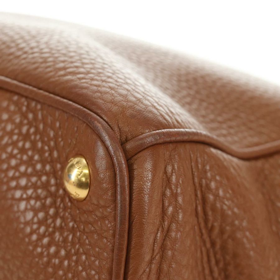 【日本直送】PRADA 手提包 Vittero Dino 皮革 棕色 金色 正品 189305V-14