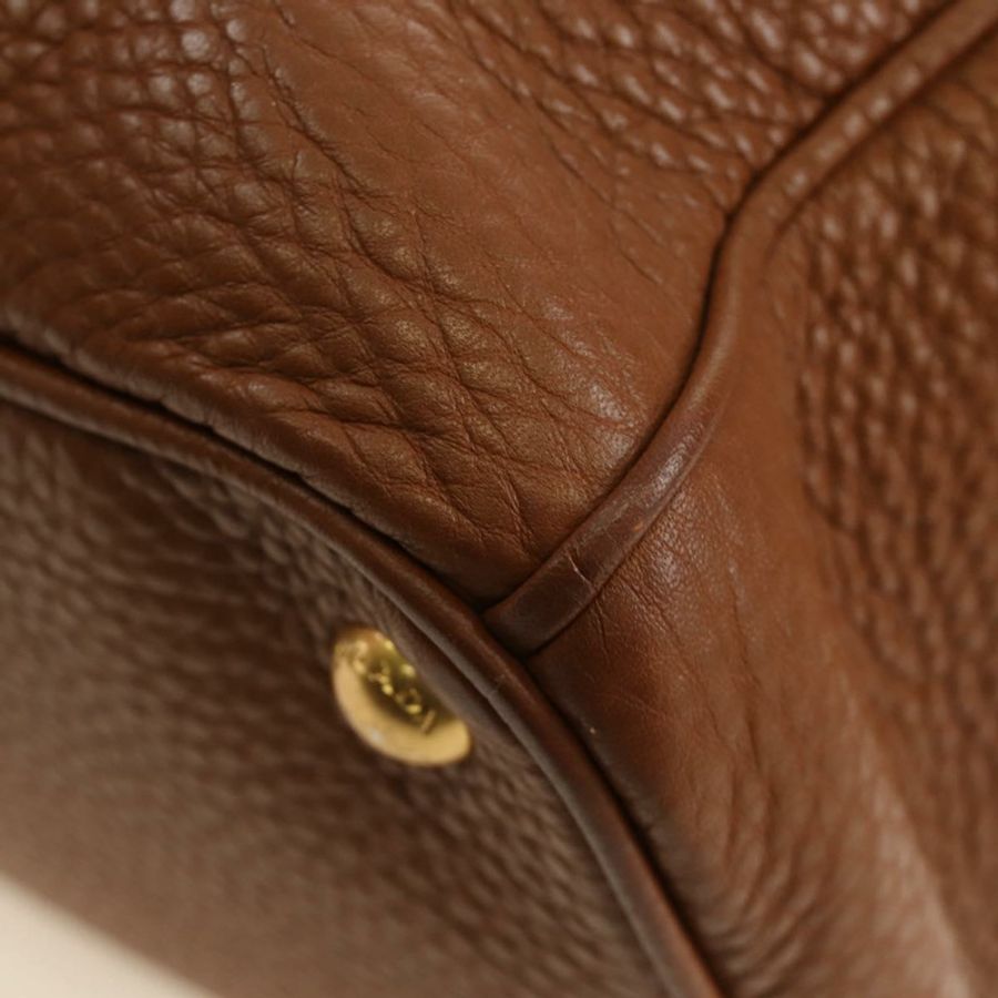 【日本直送】PRADA 手提包 Vittero Dino 皮革 棕色 金色 正品 189305V-16