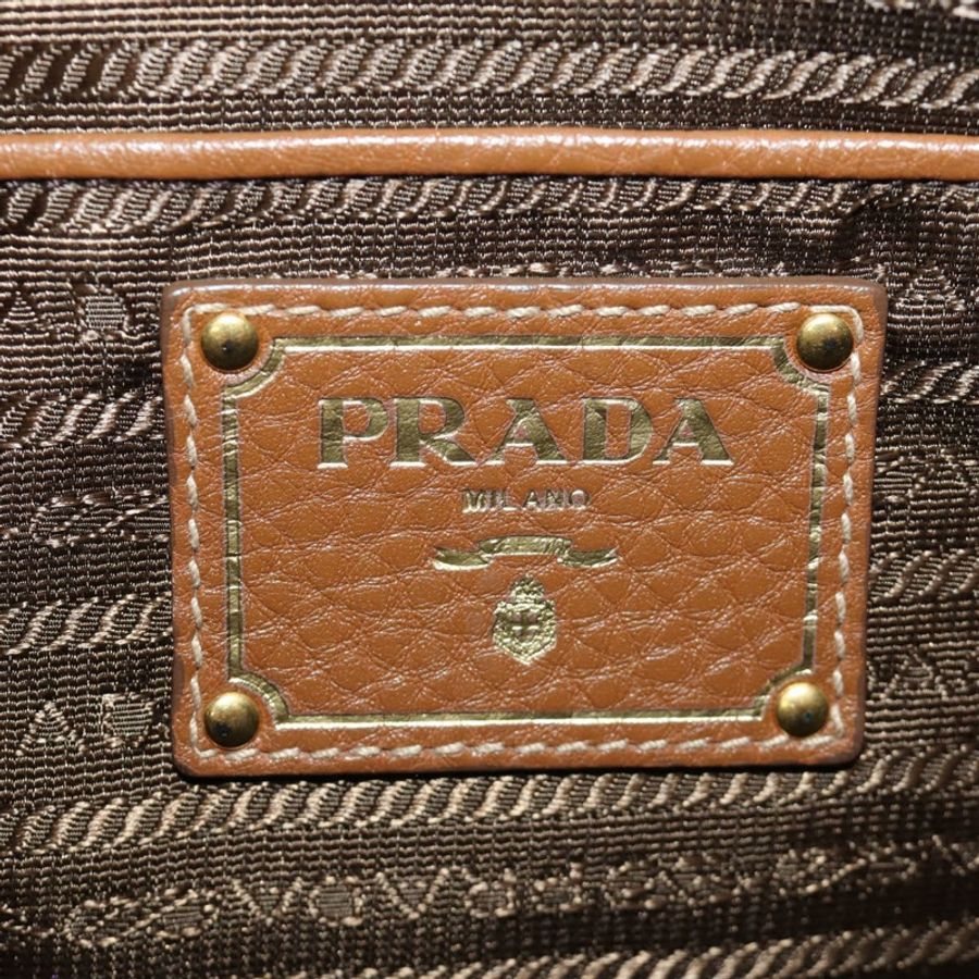 【日本直送】PRADA 手提包 Vittero Dino 皮革 棕色 金色 正品 189305V-20