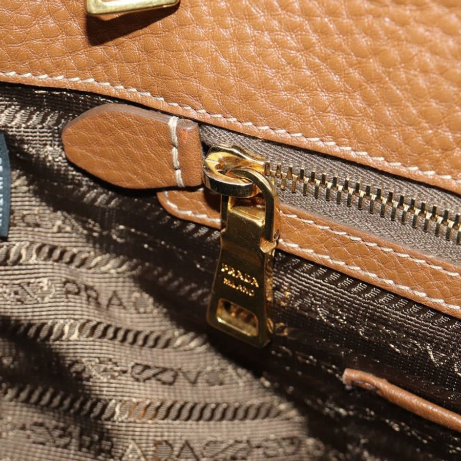 【日本直送】PRADA 手提包 Vittero Dino 皮革 棕色 金色 正品 189305V-23