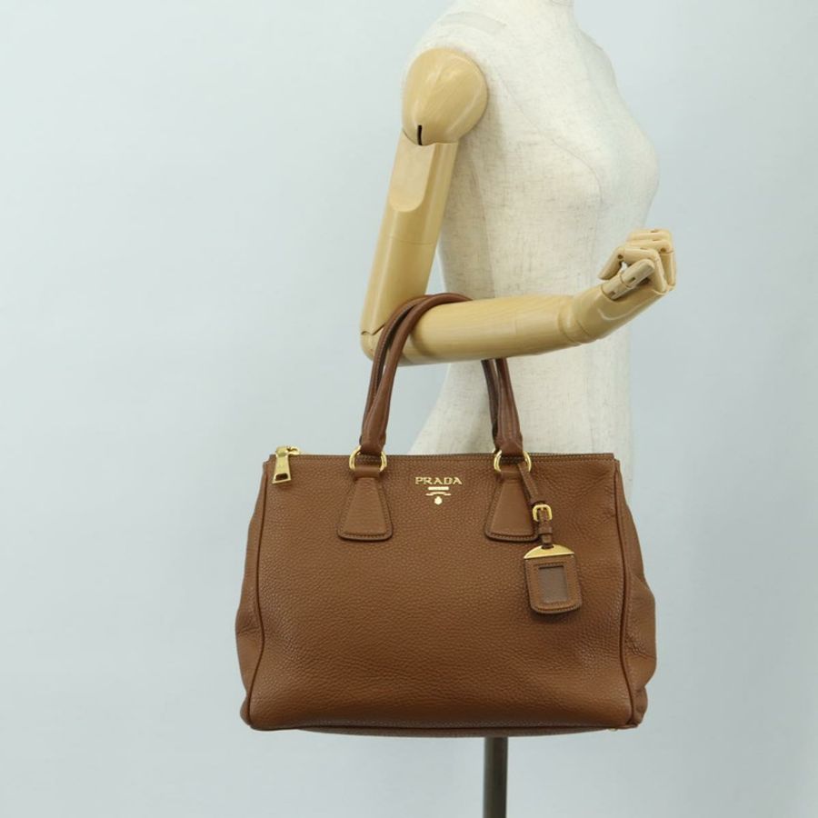 【日本直送】PRADA 手提包 Vittero Dino 皮革 棕色 金色 正品 189305V-25