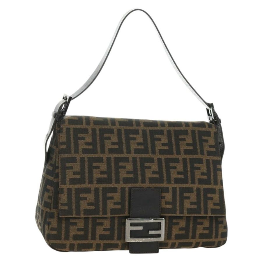 【日本直送】FENDI Zucca帆布Mamma Baguette單肩包 黑色棕色 正品 189272V-0