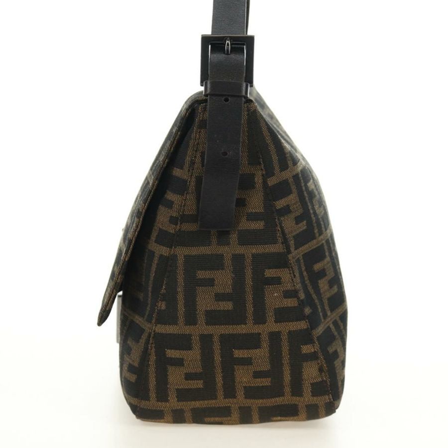 【日本直送】FENDI Zucca帆布Mamma Baguette單肩包 黑色棕色 正品 189272V-2