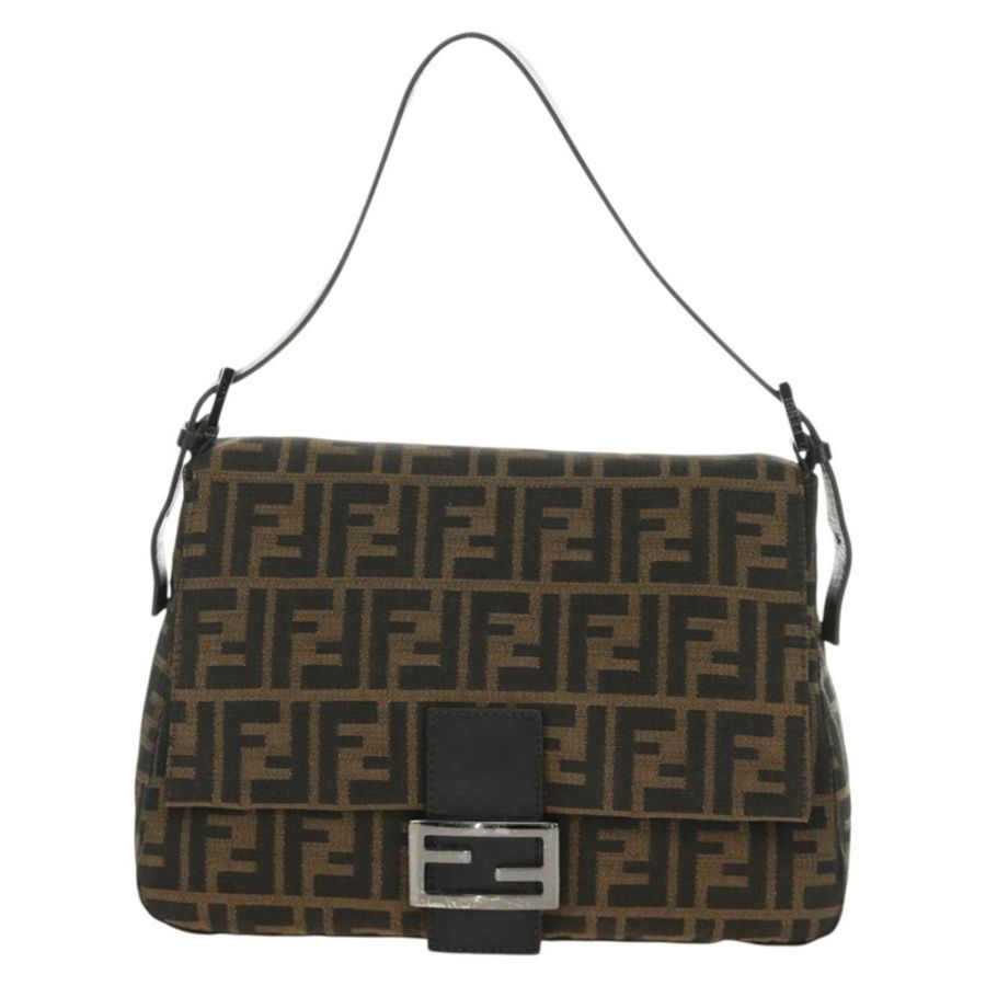 【日本直送】FENDI Zucca帆布Mamma Baguette單肩包 黑色棕色 正品 189272V-12