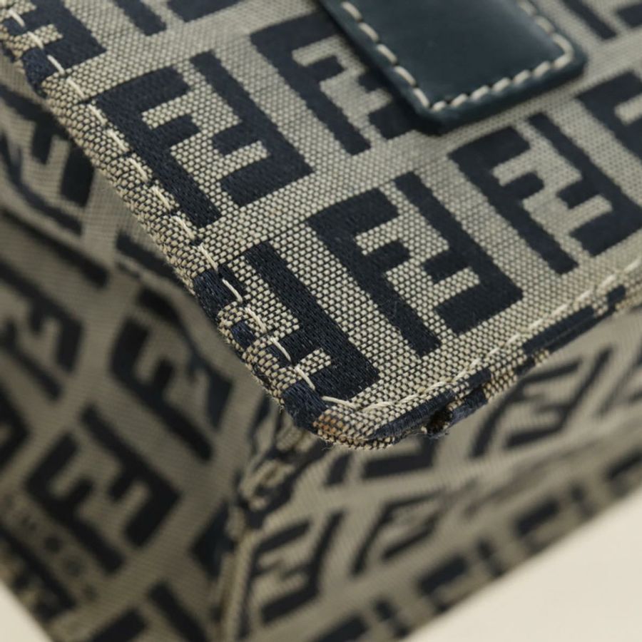 【日本直送】FENDI Zucchino帆布Mamma Baguette手袋 海軍藍 銀色 正品 189269V-8