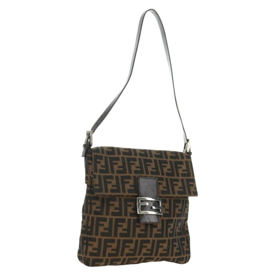 【日本直送】FENDI Zucca帆布Mamma Baguette單肩包 黑色棕色 正品 189187V-0