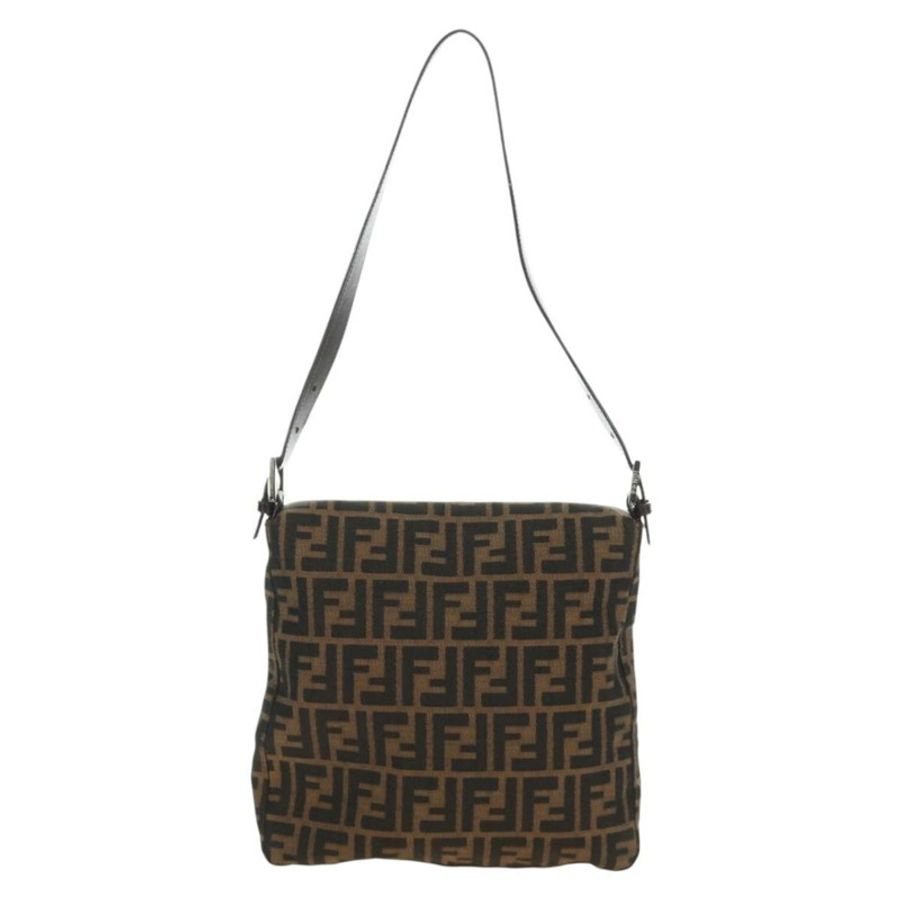 【日本直送】FENDI Zucca帆布Mamma Baguette單肩包 黑色棕色 正品 189187V-1