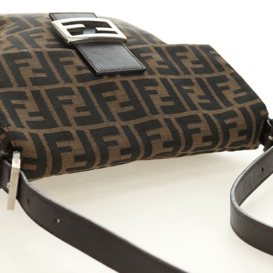 【日本直送】FENDI Zucca帆布Mamma Baguette單肩包 黑色棕色 正品 189187V-5
