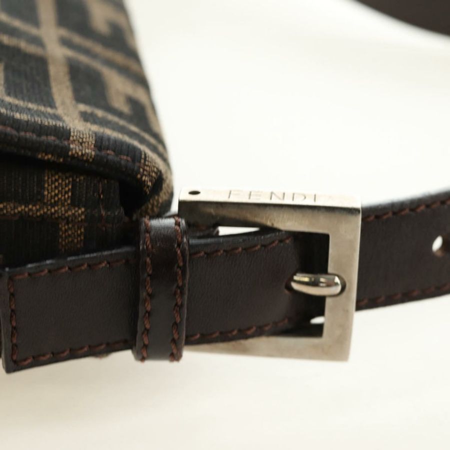 【日本直送】FENDI Zucca帆布Mamma Baguette單肩包 黑色棕色 正品 189187V-7