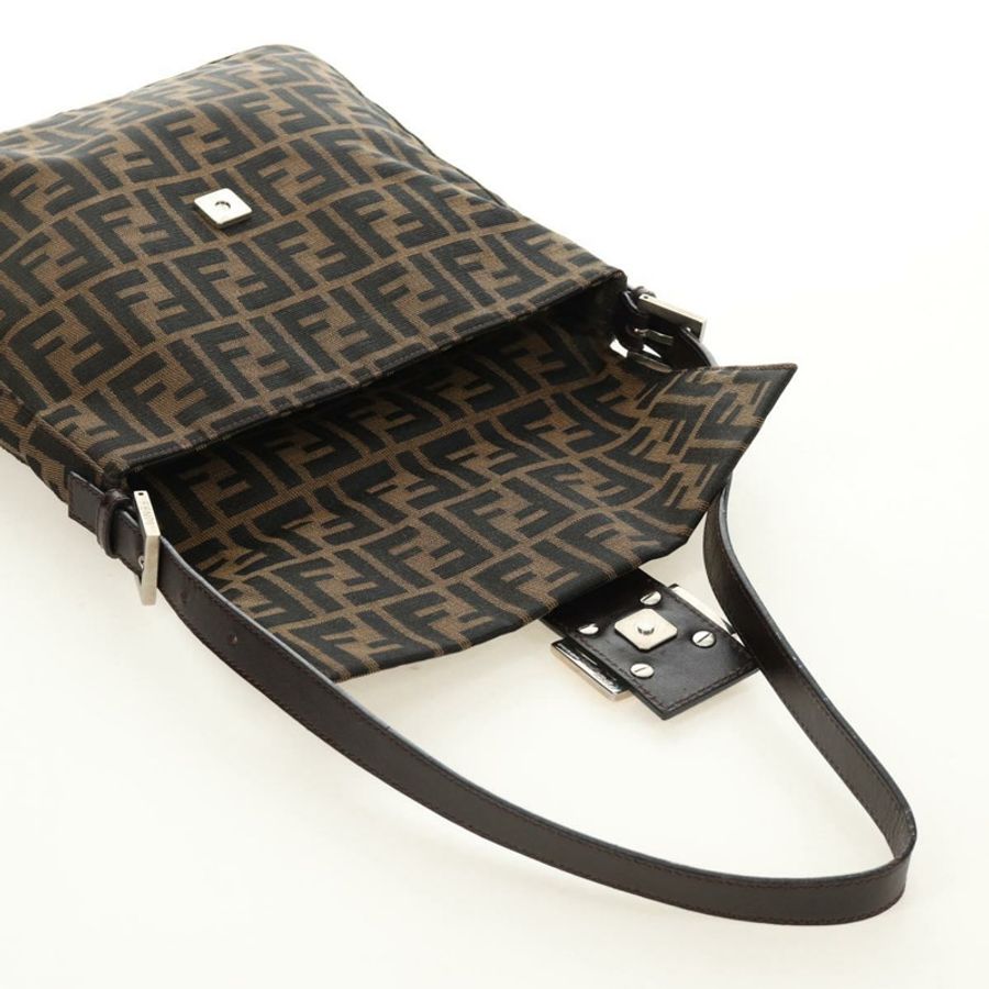 【日本直送】FENDI Zucca帆布Mamma Baguette單肩包 黑色棕色 正品 189187V-18