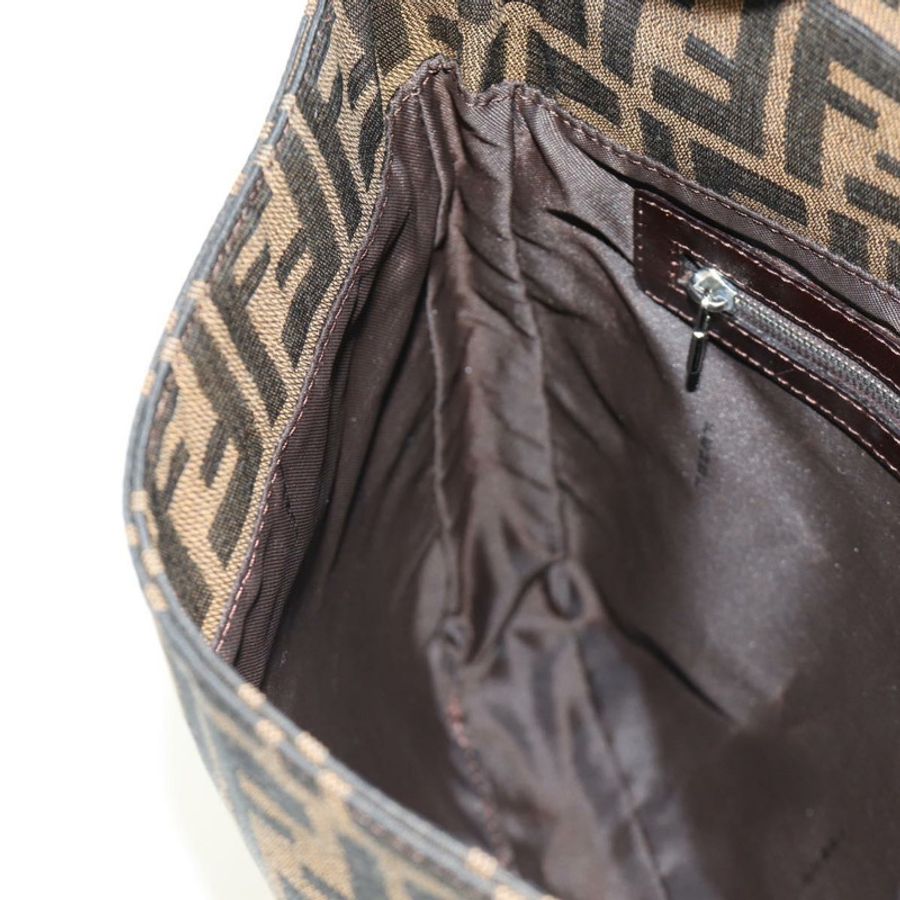 【日本直送】FENDI Zucca帆布Mamma Baguette單肩包 黑色棕色 正品 189187V-22