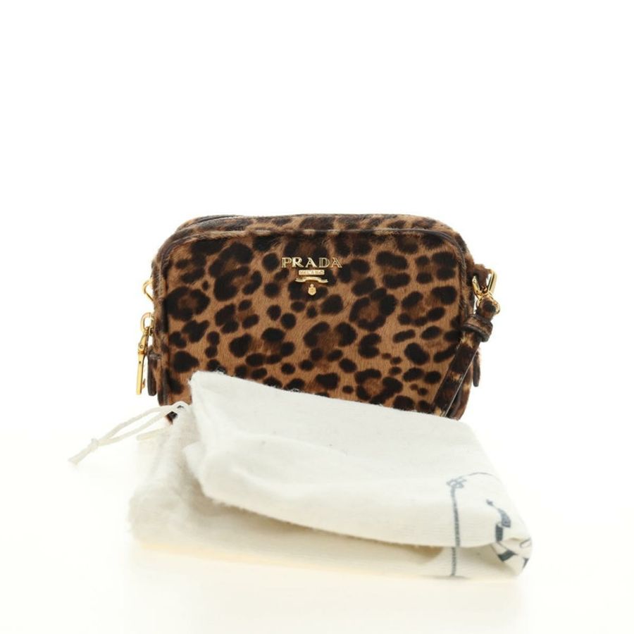 【日本直送】PRADA 肩背包 Harako 皮革 棕色 金色 正品 189306V-11