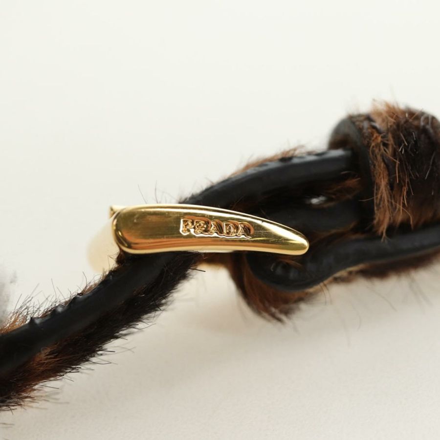 【日本直送】PRADA 肩背包 Harako 皮革 棕色 金色 正品 189306V-13