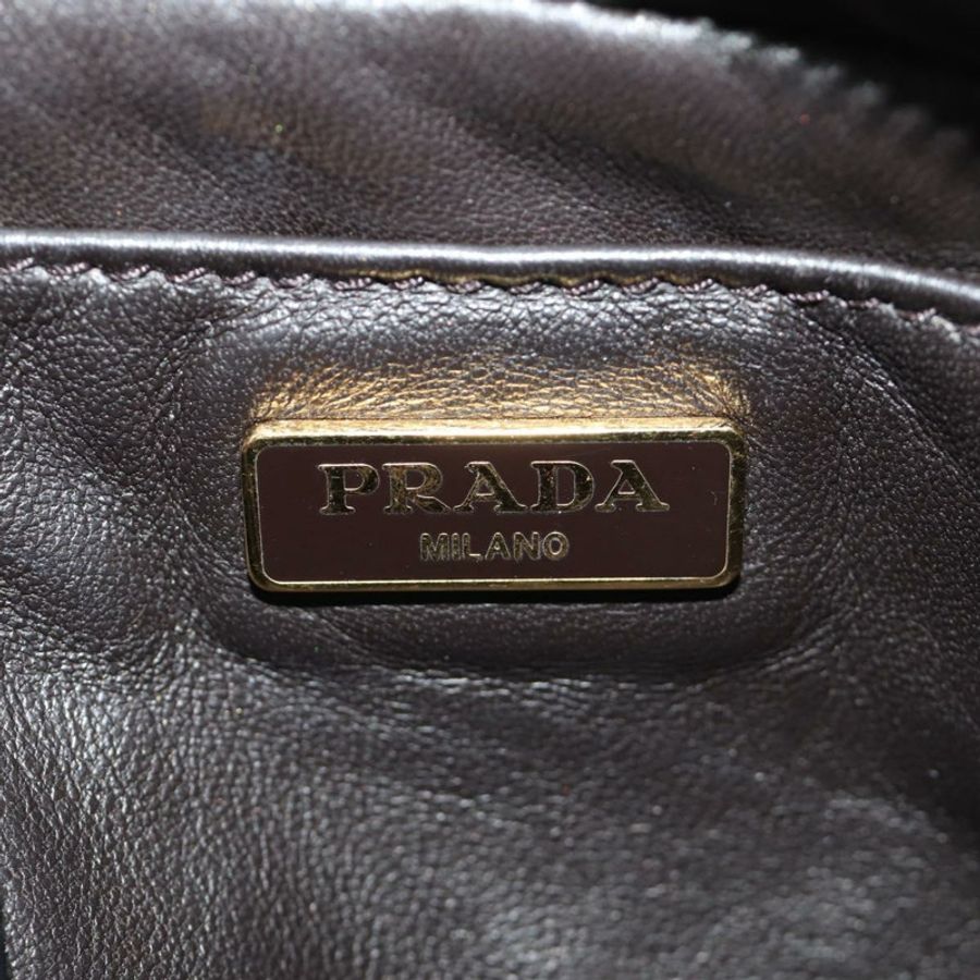 【日本直送】PRADA 肩背包 Harako 皮革 棕色 金色 正品 189306V-20