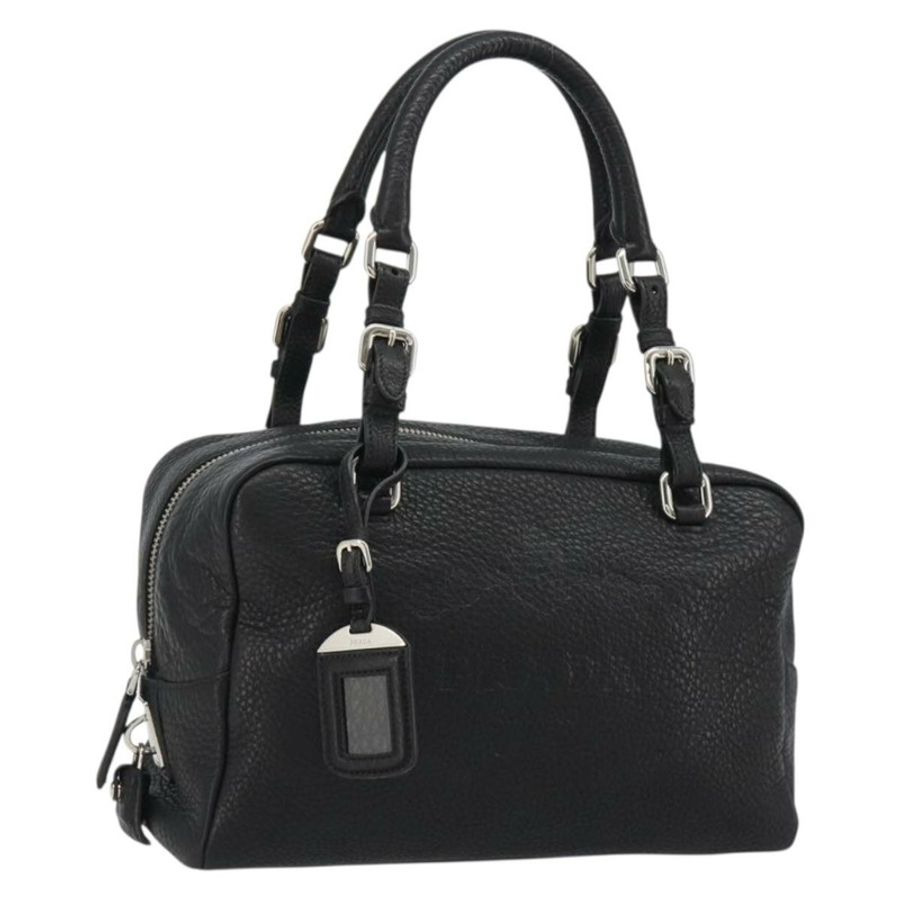 【日本直送】PRADA 波士頓包 皮革 黑色 銀色 正品 189156SAV-0