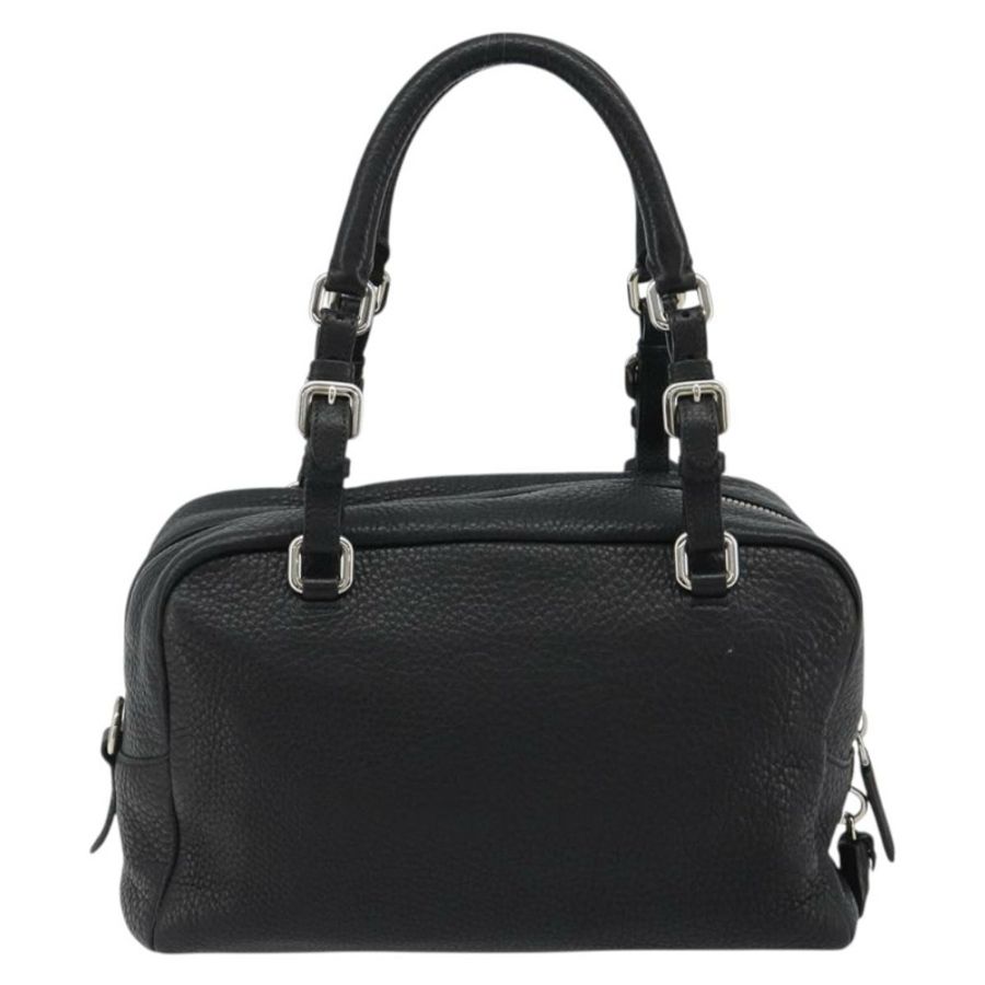 【日本直送】PRADA 波士頓包 皮革 黑色 銀色 正品 189156SAV-1