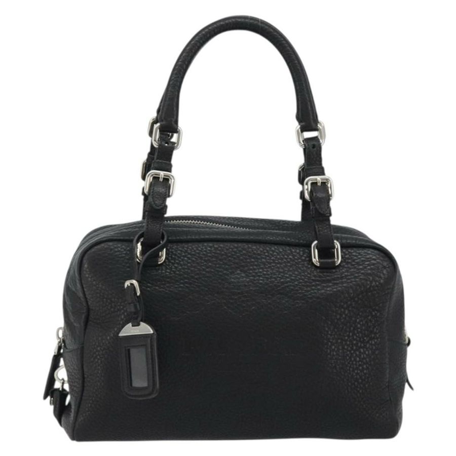 【日本直送】PRADA 波士頓包 皮革 黑色 銀色 正品 189156SAV-12