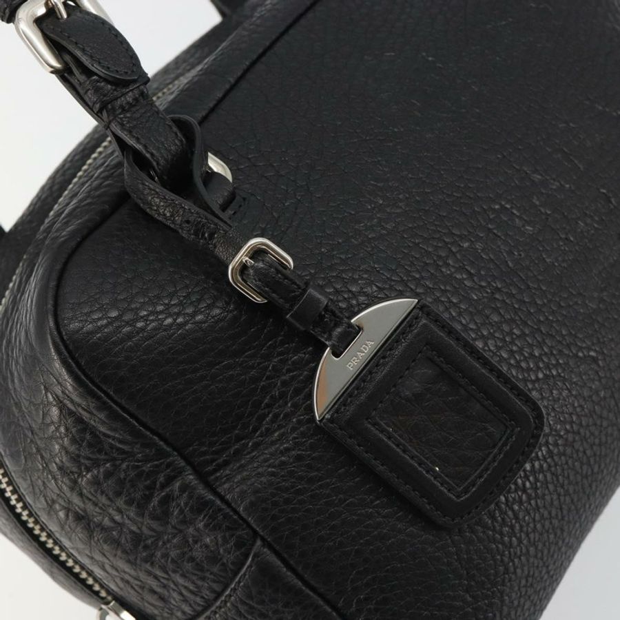 【日本直送】PRADA 波士頓包 皮革 黑色 銀色 正品 189156SAV-18
