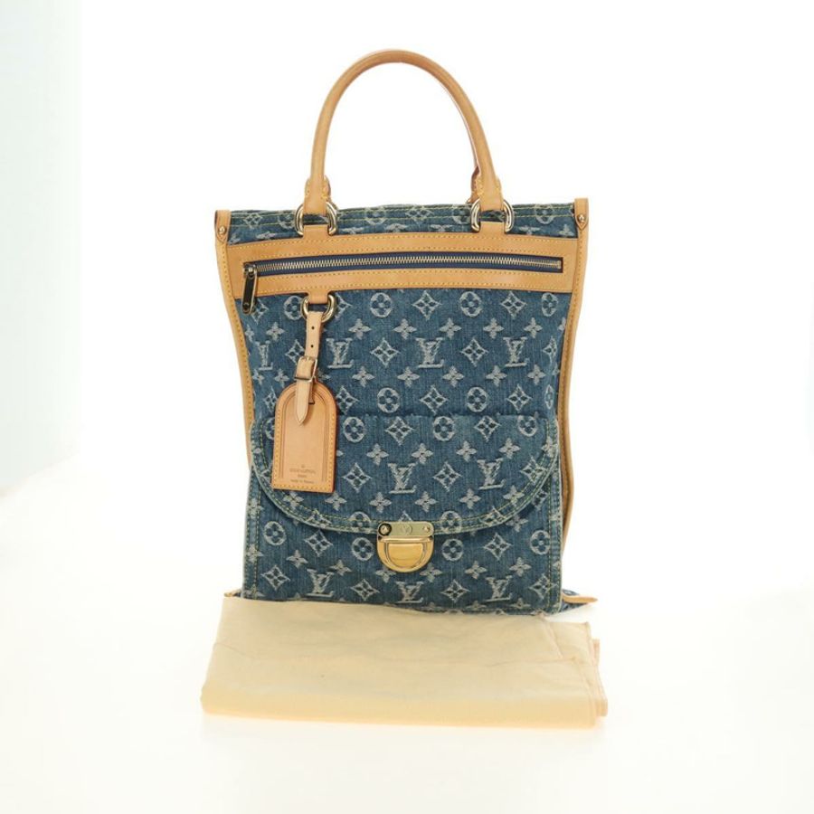 【日本直送】路易威登 Monogram 牛仔布手提包 藍色 M95018 LV 正品 189186SAV-11