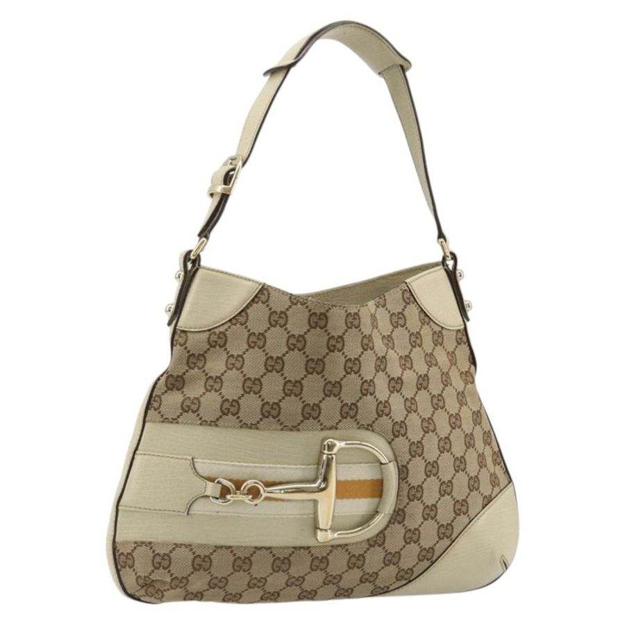 【日本直送】GUCCI GG帆布馬銜扣單肩包 米色 137388 正品 189146V-0