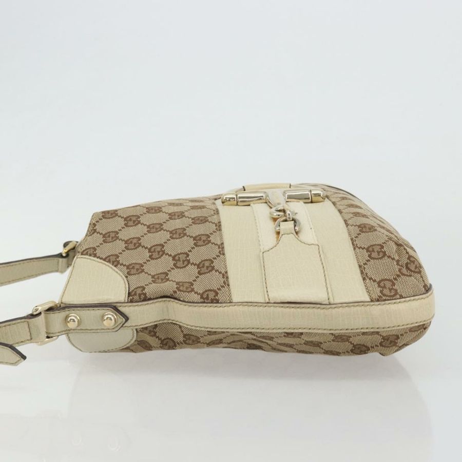 【日本直送】GUCCI GG帆布馬銜扣單肩包 米色 137388 正品 189146V-3