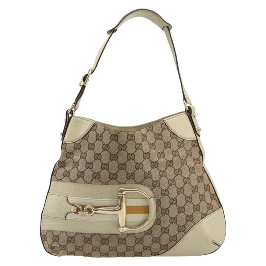 【日本直送】GUCCI GG帆布馬銜扣單肩包 米色 137388 正品 189146V-12